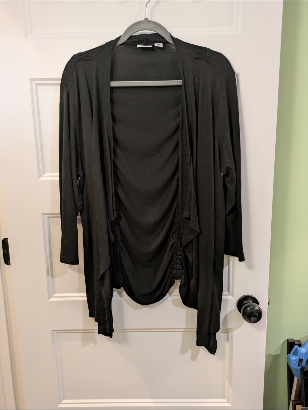 Cato Black Open-Front Draped Cardigan